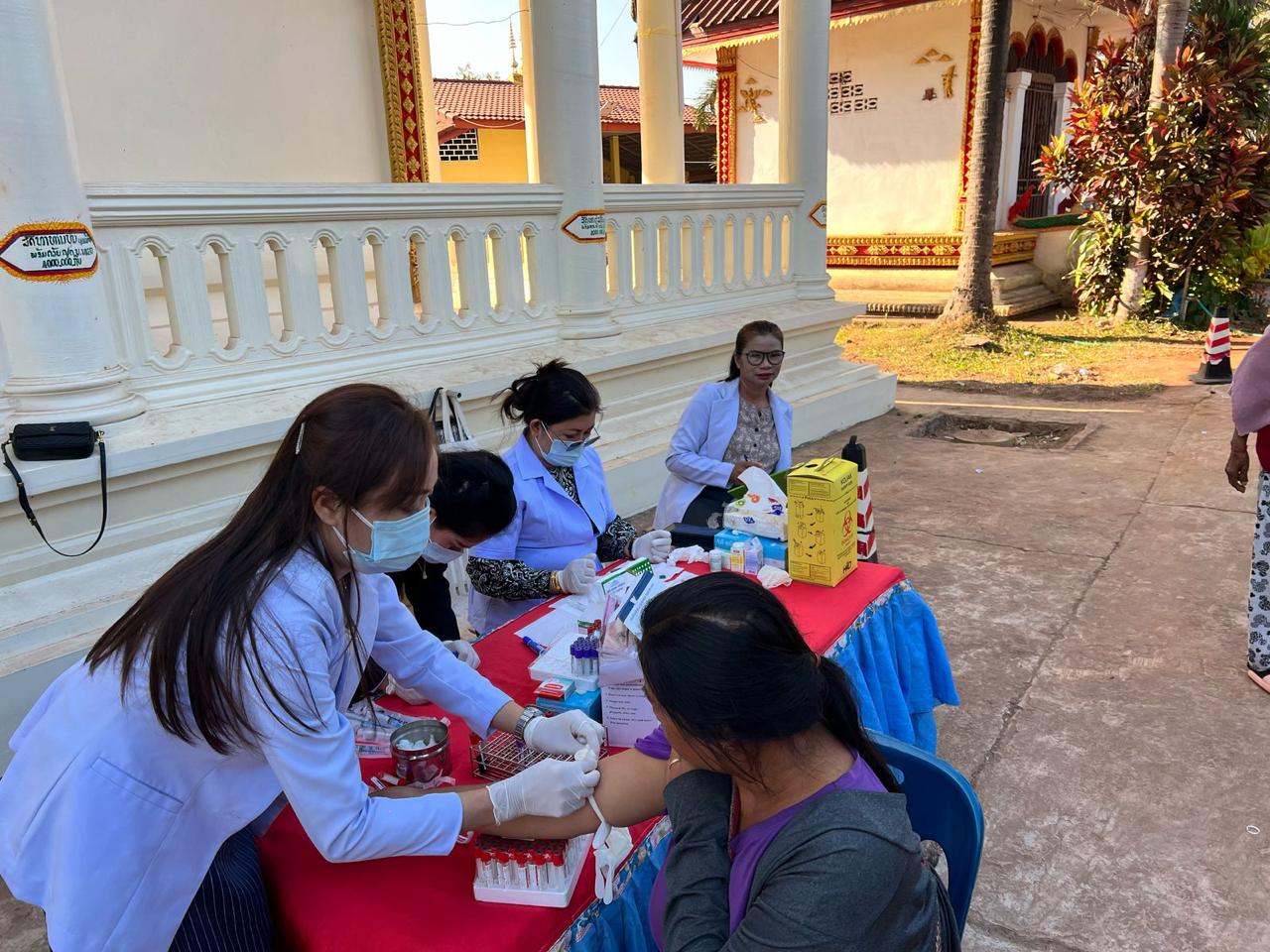 Medical team collecting blood samples